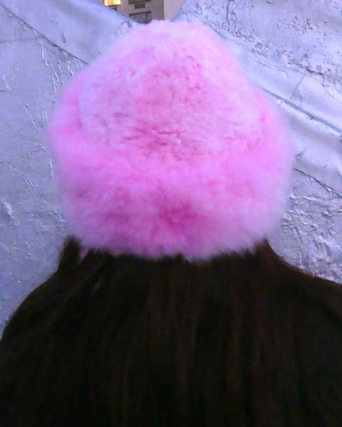 Alpaca Russian Hat & Stole - Cotton Candy Pink