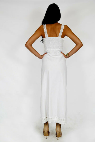 Designer Summer Cotton Dress- Denise White