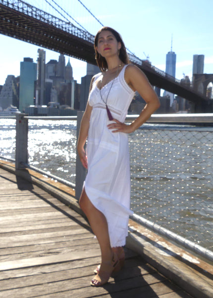 Designer Summer Cotton Dress- Denise White