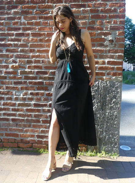 Designer Summer Cotton Dress- Denise Black