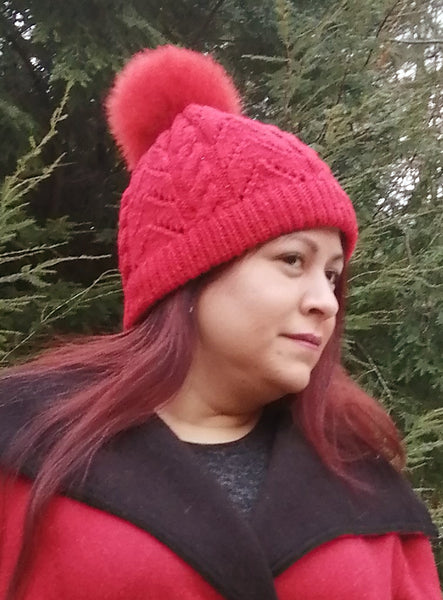 Alpaca Pom Pom Hat - Red