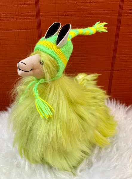 Alpaca Stuffed Toy - Lime Green Alpaca Suri- 10 inch size