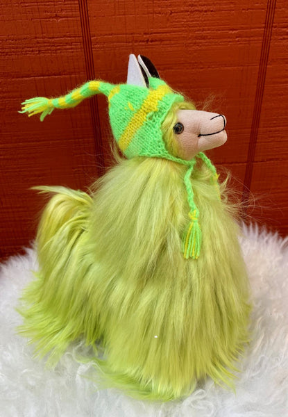 Alpaca Stuffed Toy - Lime Green Alpaca Suri- 10 inch size