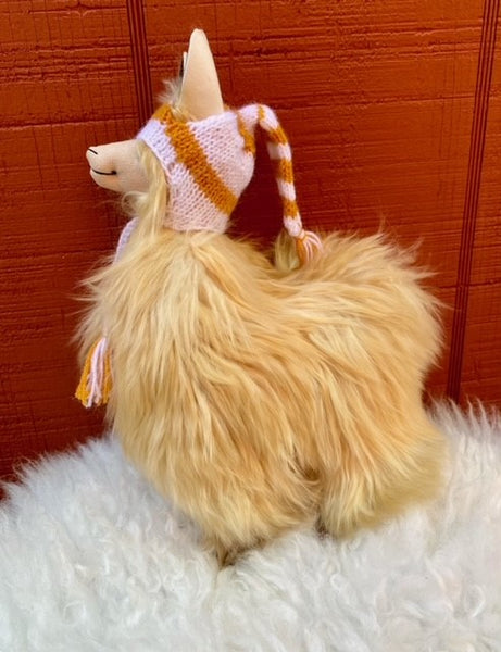 Alpaca Stuffed Toy - Natural Tan  Alpaca Suri- 10 inch size